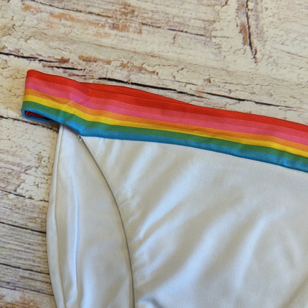 Chaser • White with Rainbow Bikini Bottoms • Sz M • NWT! - Picture 2 of 9